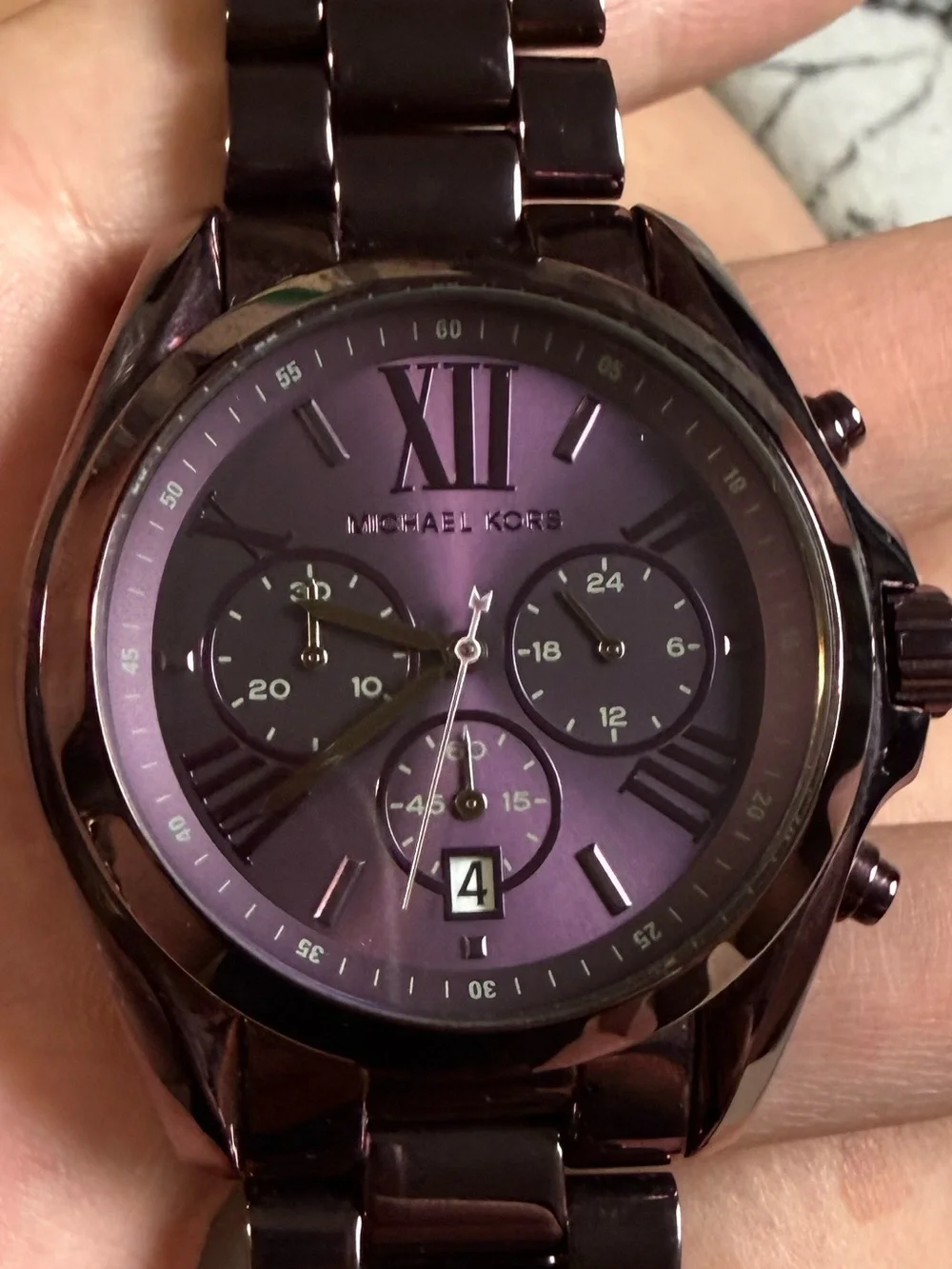 Michael Kors MK6721 Bradshaw Purple Chronograph Watch Box Extra Links